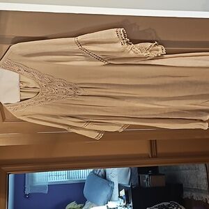 Tan  flowy  lined dress
